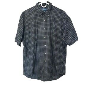 Ralph Lauren Button Down Shirt Mens Large Blake Plaid Blue Green Pony
